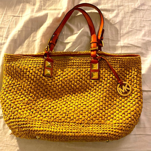 Michael Kors large straw purse good condition - Picture 1 of 3